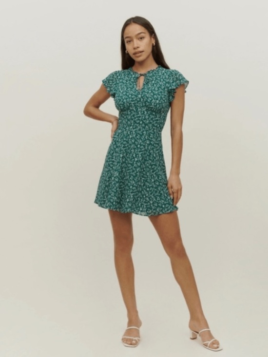 Reformation Dresses & Skirts - Reformation Byron Dress Parsley Green Floral Mini Dress – Size 2